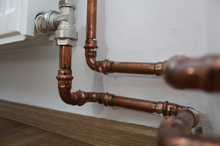 Home plumbing pipes.