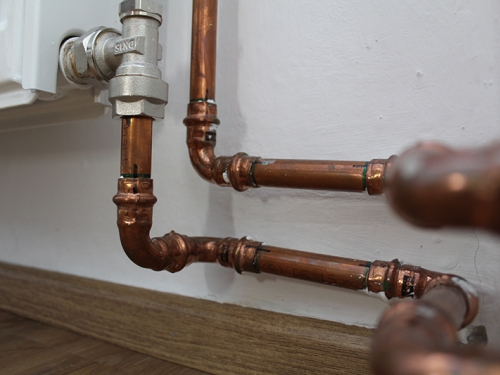 Home plumbing pipes.