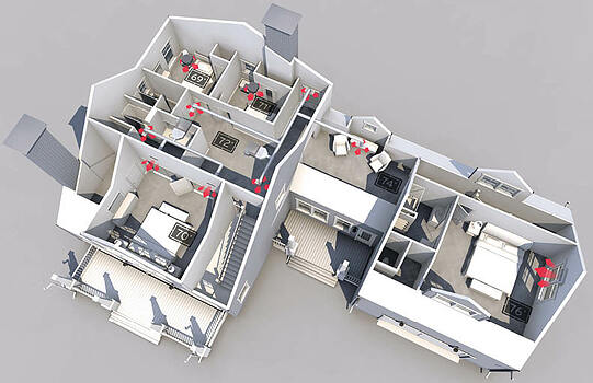 Overview Layout of a Home with Ductless Heating and Full Walls