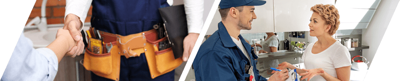 Plumber Working and Speaking to Customer